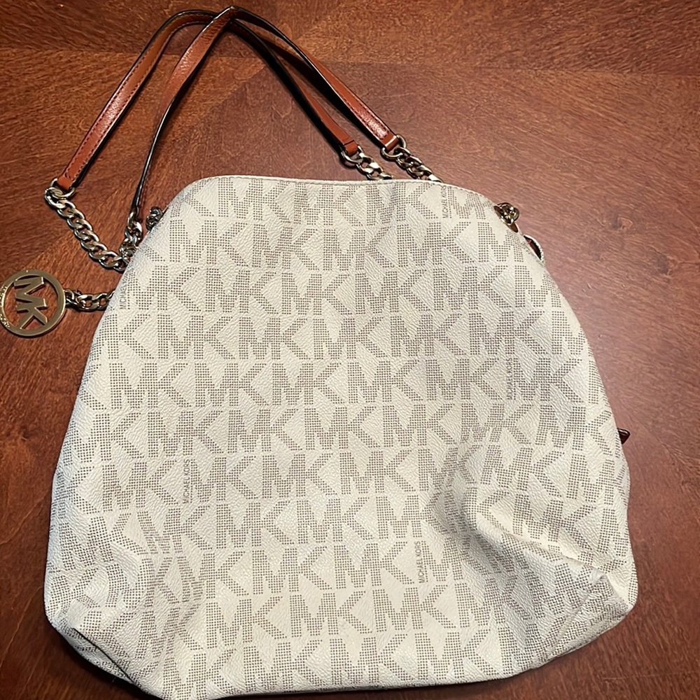 Michael kors gold and beige purse